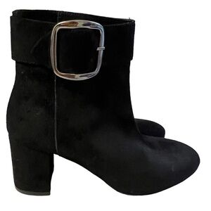 FORMENTINI Made in Italy Black Suede Leather Ankle Boots, Size 38 (US 7)